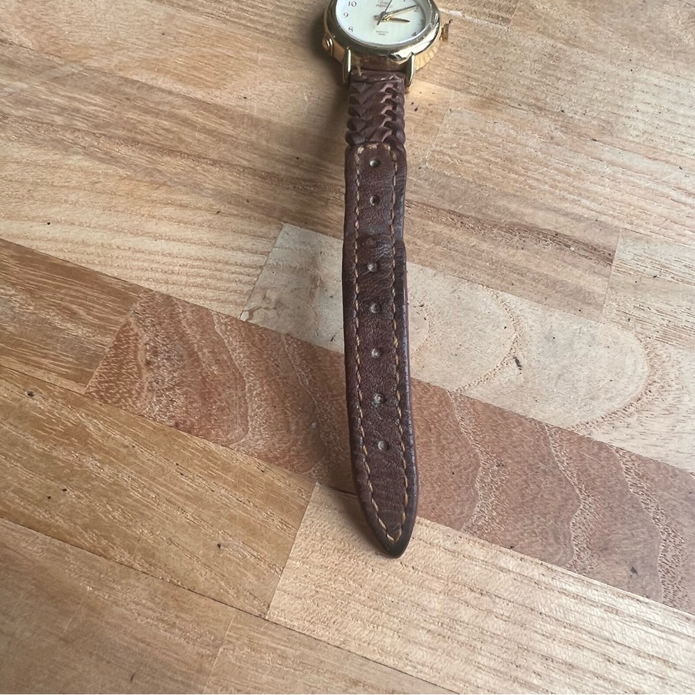 Timex ladies indiglo gold tone brown braided leather watch NEW BATTERY - Picture 5 of 7